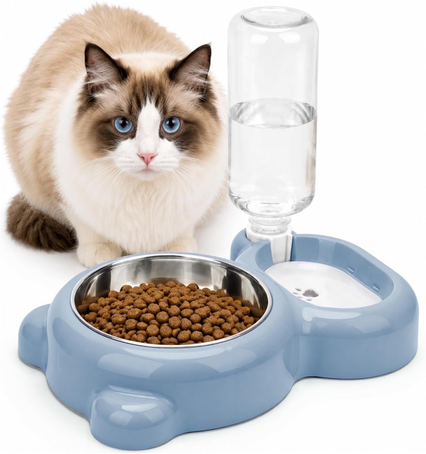 2-in-1-dog-cat-food-and-water-bowl-set-with-auto-water-dispenser-blue-anti-slip-splash-design-easy-to-clean-stainless-steel-bowl-and-safe-pp-material-suitable-for-puppies-and-cats