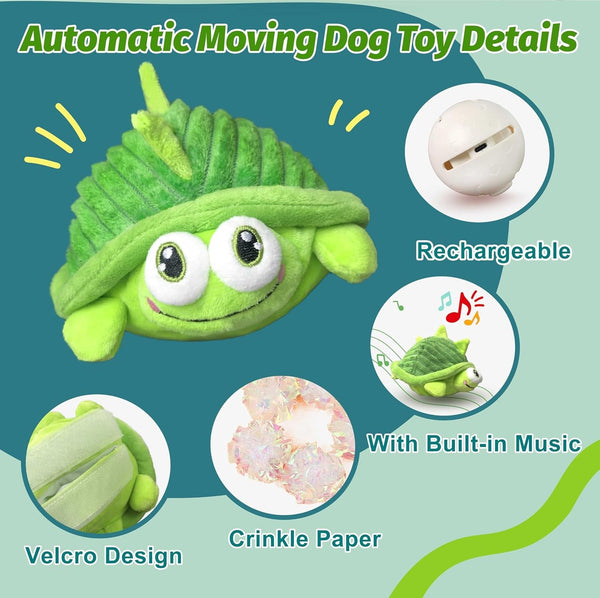 GUKCO Interactive Moving Dog Toys – Plush Chew Toy with Bouncing Ball, Music & Recording | Rechargeable Self-Play Toys for Small, Medium & Large Dogs to Keep Them Engaged (Turtle)4