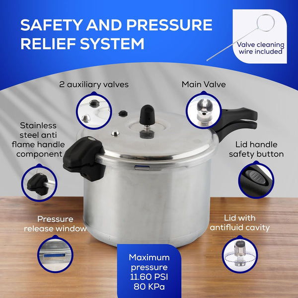 (10.5 Quart / 10 Liter) Ultra Pressure Cooker, Pressure Pot with 6 Safety Systems, Aluminum Pressure Cooker for 11 Servings, Even Heat Distribution, Diameter 10.4 Inches, Height 10.6 Inches4