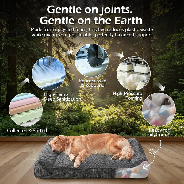 JOEJOY XL Orthopedic Dog Bed for Large Dogs, Extra Thick Foam Pet Bed Sofa | Bolster Sides, Large Sized Dog Couch Bed with Removable Washable Cover, Non-Slip Bottom, Grey (42"X30")9