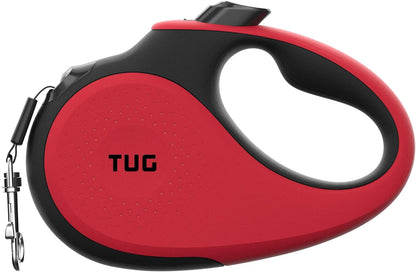 TUG 360° Tangle-Free Retractable Dog Leash | 16 Ft Strong Nylon Tape | One-Handed Brake, Pause, Lock (Medium, White)15
