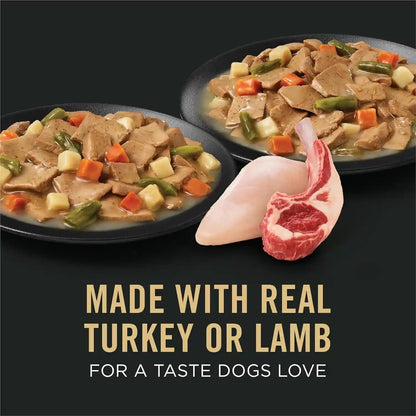 Purina Pro Plan Complete Essentials Wet Dog Food, Lamb and Vegetables and Turkey and Vegetables in Gravy Variety Pack - (Pack of 12) 13 Oz. Cans4