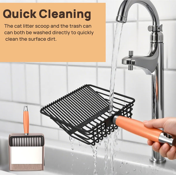 Heavy Duty Metal Cat Litter Scoop with Holder - Broom and Dustpan Set - Quick-Sifting Mesh for Clump-Free Cleaning, Compatible with Most Litter Types7
