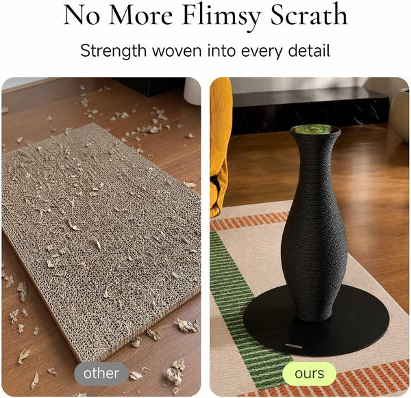 Furrytail Cat Scratching Post for Indoor Cats, Neck Vase Cat Scratcher with Paper Rope, Modern Aesthetic Cat Tree, Cute Decorative Cat Furniture, Unique Cat Scratcher, 22'', Black5