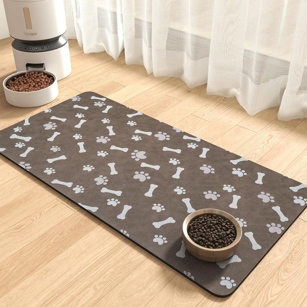 Montvoo-Absorbent Pet Feeding Mat-No Stains Pet Mat for Food and Water Bowl-Quick Dry Cat & Dog Food Mat Water Dispenser Mat-Pet Supplies Mat-Dog Water Bowl Mat for Messy Drinker,（Darkgrey,12"X19"）12