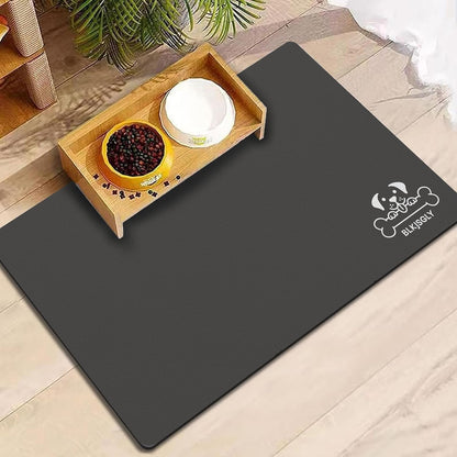 Dog Food Mat for Food and Water, Absorbent Pet Feeding Non-Slip Backing Cat Dog Bowl Mat No Stains Quick Dry Placemat with Footprints for Messy Brown,20"×12"11