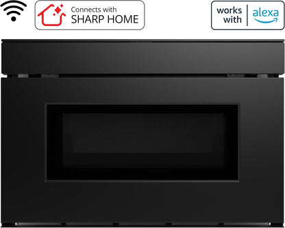 SMD2479MB Smart Microwave Drawer Oven with Easy Wave Open, 24-Inch, 1.2 Cubic Feet, 950 Watt, Concealed Glass Touch Control Panel, Compatible with Alexa Certified, Black2