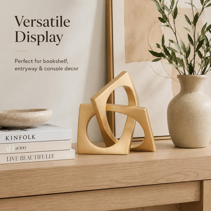Gold Knot Statue for Coffee Table Centerpiece Decor,Modern Abstract Art Geometric Sculpture and Figurines, Home Decor Accent,Cube Knick Knacks for Shelves,Bookshelf,Entryway,Floating6