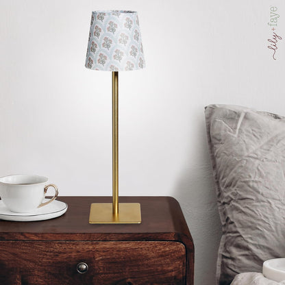 3-Piece Lamp Shade & Lamp Present Set – Scalloped, Conic, and Fabric Printed Shades, Gold6