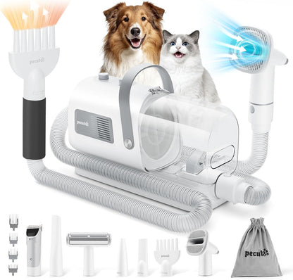 Pecute 7-In-1 Dog Grooming Vacuum & Dryer for Heavy Shedding | 10000Pa Suction, Adj Suction & Temp, Home & Salon Use, 55Db Low Noise, 1.7L Dust Cup, Reduces Flying Hair, Easy Cleanup1