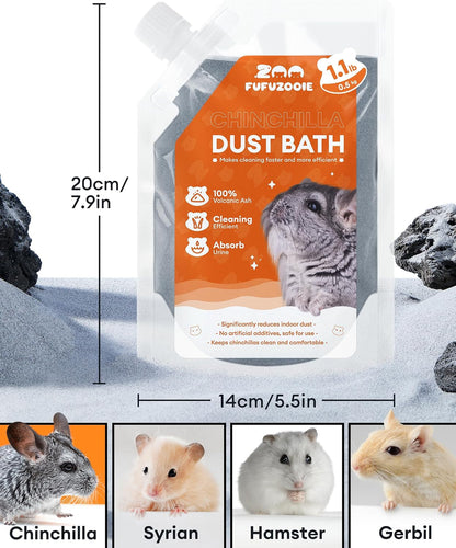 Chinchilla Dust Bath - Gentle Powder for Hamsters & Gerbils, 18Oz | Natural Sand Bath for Healthy Fur. Safe for Chinchillas, Hamsters, Gerbils & Small Pets. Gentle, Premium Dusting Powder.6