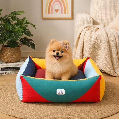 Cotton Canvas Dog Bed (290Gsm Thick), 24"X20"X8" Durable Waterproof | Cute Dog Beds for Small Dogs, Orthopedic Bed with Washable Removable Cover, Anti-Chewing Pet Bed Anti-Slip Black&White13