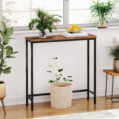 Narrow Console Table, 29.5" Small Entryway Table, Thin Sofa Side Display Table, for Hallway, Bedroom, Living Room, Foyer, Rustic Brown and Black BF75XG019
