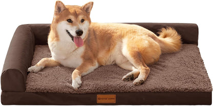 Patas Lague Orthopedic Large Dog Bed Pet Sofa Beds 36''X24'' Black | L Bolster Egg-Crate Foam Dog Couch for Large Sized Dogs, Waterproof Removable Washable Cover, Pet Mat with Nonskid Bottom28