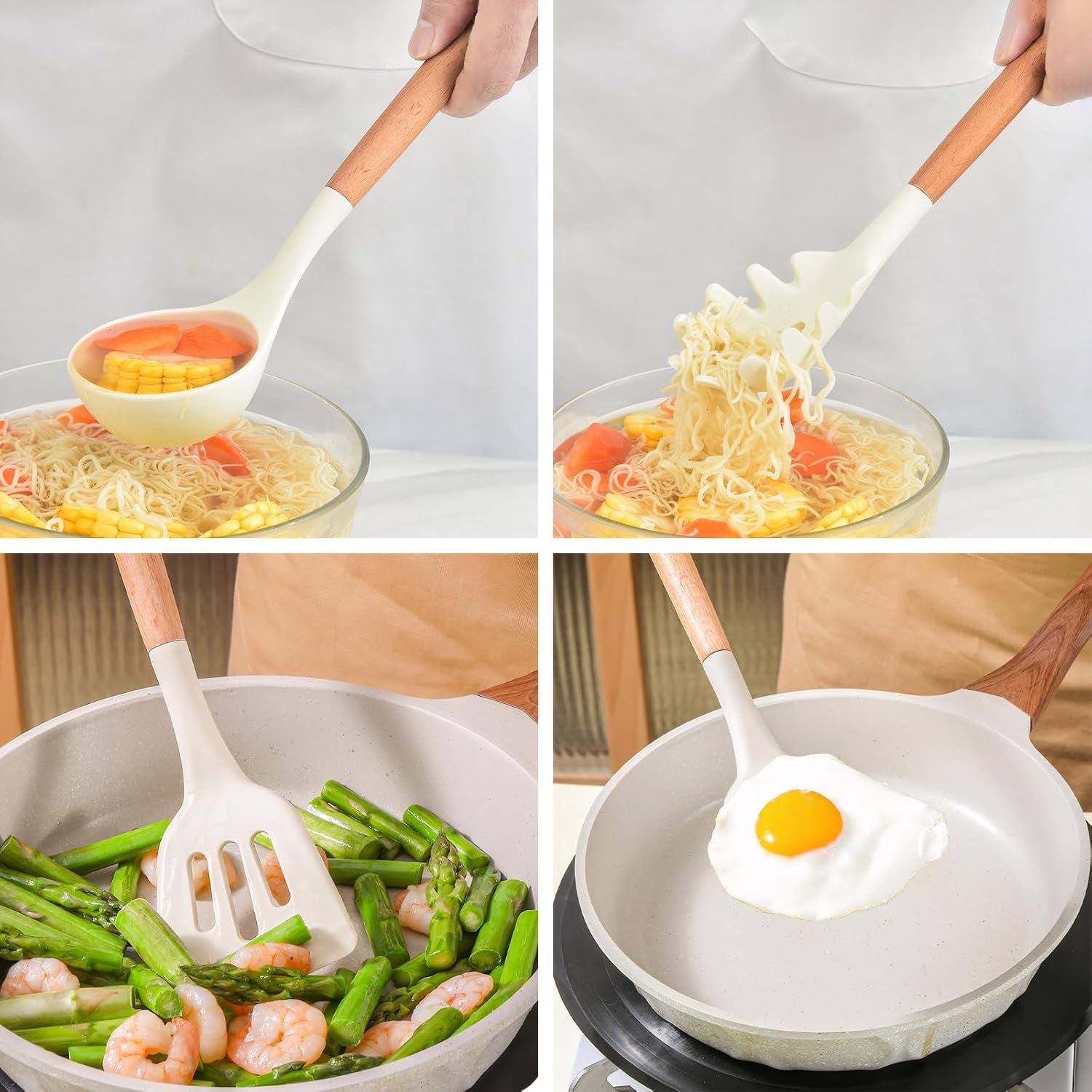 kitchen-cooking-utensils-set-6pcs-non-stick-silicone-kitchen-utensils-spatula-spoon-turner-ladle-pasta-server-heat-resistant-wooden-handle-silicone-cooking-gadgets-sets-for-cookware-baking