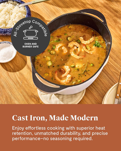 Caraway Enameled Cast Iron Oval Dutch Oven | 8.5 Qt Dutch Oven with Lid, 3 Layer Enamel Coating, No Seasoning Required, Compatible with All Stovetops, Safe, Charcoal4