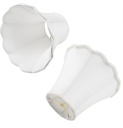 White Bell Lampshade, 5''X10''X8'', Solid Lamp Shade, Pack 1 | Harp Set Included, Scalloped Lampshade, Double Layers Polyester Fabric, Softback, No Assembling for Item Itself Is Required5