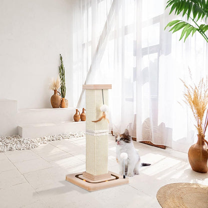 LIFLIX 27" Cat Scratching Post, Sisal Cat Scratcher with Interactive Track Balls and Hanging Balls, Vertical Scratching Posts for Indoor Cats and Kittens8