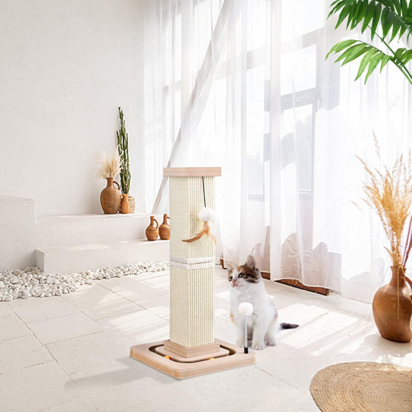 LIFLIX 27" Cat Scratching Post, Sisal Cat Scratcher with Interactive Track Balls and Hanging Balls, Vertical Scratching Posts for Indoor Cats and Kittens8