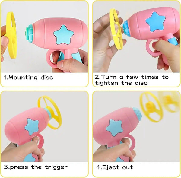 Andiker Cat Fetch Toy, Interactive Kitten Flying Disc Launcher Toy with 5 Colorful Flying Propellers for Cat Enrichment, Flying Saucer Toy for Cats for Training and Chasing (Blue)4