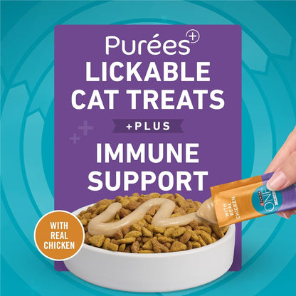 Purina ONE plus Immune Support Purees with Real Chicken Lickable Cat Treats - 1.4 Oz (Pack of 4)2