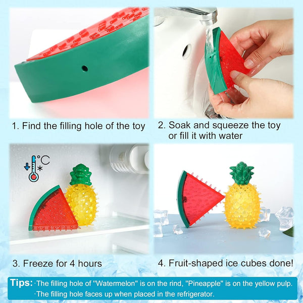 Pawaboo Pet Teether Cooling Chew Toys, Freezable Teething Toy for Puppies, Watermelon and Pineapple Shape Freeze Interactive Toys in Summer, Frozen Dog Treat Training Tools for Small and Medium Dogs6