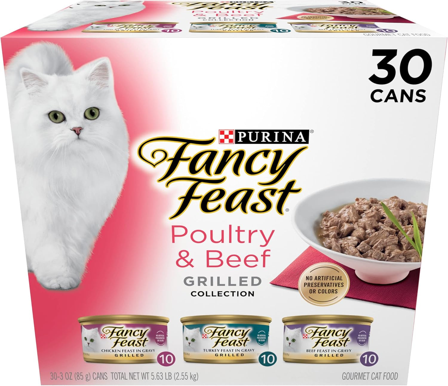 purina-fancy-feast-grilled-wet-cat-food-poultry-beef-3-oz-cans-30-pack-variety-pack-tender-grilled-texture-made-with-no-artificial-colors-or-preservatives-100-percent-complete-and-balanced