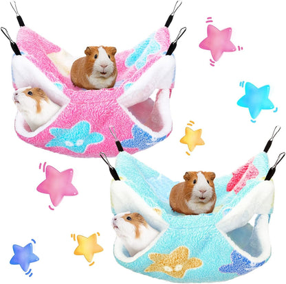 Boao 2 Pcs Guineas Pig Rat Hammock Guinea Pig Hamster Ferret Hanging Hammock Guinea Pigs Accessories for Small Animals Chinchilla Parrot Sugar Glider Ferret Squirrel(Purple, Coffee,Heart Pattern)10