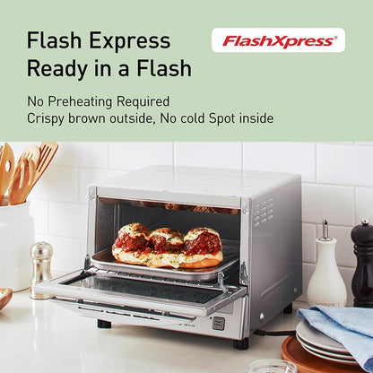 Panasonic Flashxpress Toaster Oven Countertop, 4-Slice Small Toaster Oven Compact Size with Double Infrared Heating, 6 Auto Cook Options and Precise Temperature Control, 1300W - NB-G110P (Silver)3