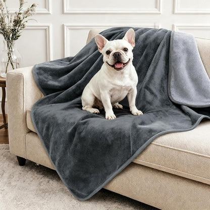 LOOBANI Waterproof Blanket for Bed, Soft Flannel Twin Bed Blanket 60" X 80" | Dog Pet Blankets for Large Dogs, Reversible Spill-Proof Throw for Couch Cover, Movie Time, Camping, Travel, Noise Free, Grey14
