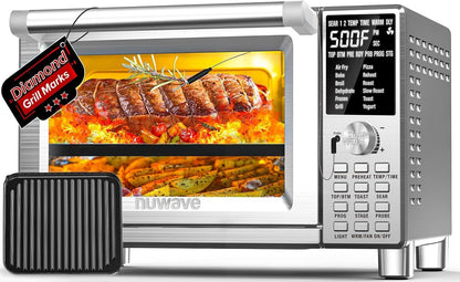 Bravo XL Air Fryer Convection Oven, 112-In-1 Smart Grill Combo | Original Grill Flavors & Marks, Adjustable Heating Zones for Toast, Pizza, Roast, Bake, 50-500°F, Stainless Steel, 30QT1