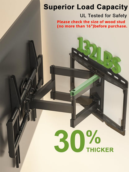 Full Motion TV Wall Mount for 42 55 65 75 85 86 Inch, TV Mount Swivel and Tilt,Wall Mount Bracket with Dual Articulating Arms up to 132Lbs, VESA 600X400Mm, Max 16" Wood Studs,  XML0197