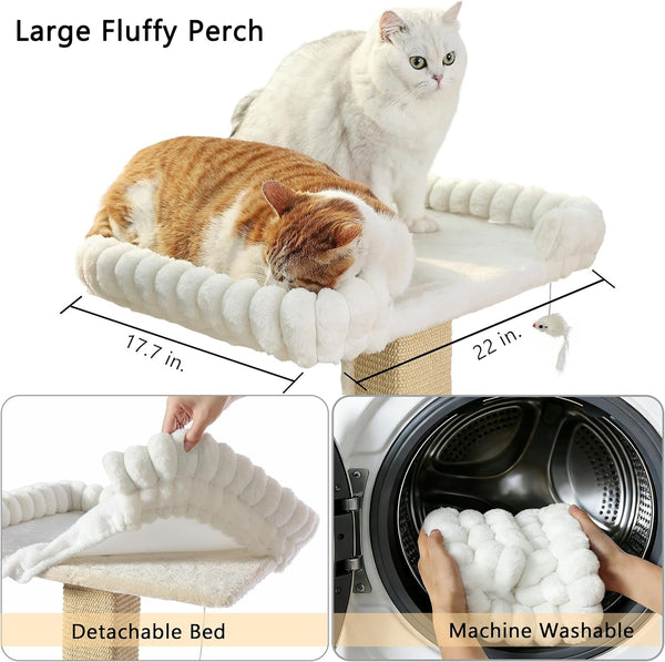 Cat Scratching Post with Large Window Perch, 47-Inch Tall Sisal Cat Tree | Glass Suction-Cup Mounting; for Large Cat & Maine Coons; Thick Square Sisal Post; Ultra-Soft Bolstered Bed; Hold up to 45 Lbs5