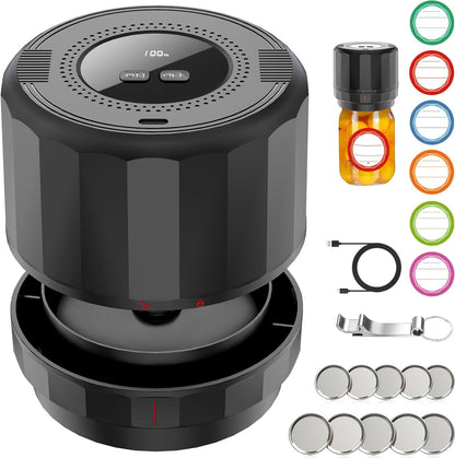 M11 Electric Mason Jar Vacuum Sealer Kit - with Wide and Regular Mouth Mason Lids, Jar Vacuum Sealer for Canning Jars, Vacuum Sealing Machine for Food Storage Black1