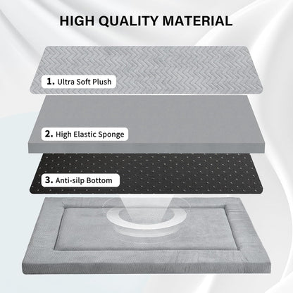 Dog Bed for Crate, Medium/Large Dogs Crate Bed,Washable Dog Beds Kennel Mat | Pet Beds Mat W/ Soft Wavy Plush Comfortable Anti-Slip Sleeping Mattress for Dogs & Cats,Gray3