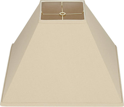 Reva Large Beige Linen Tapered Square Lamp Shade 6X16X10 (Spider) | 6" Top X 16" Bottom X 10" High X 12" Slant Replacement for Table Lamps Pre-Assembled Harp + Finial5