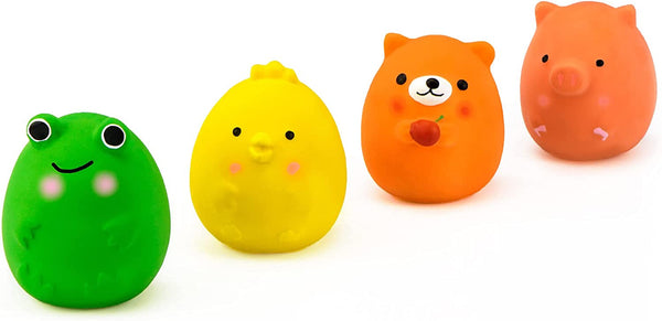 CHIWAVA 4PCS 2.4'' Squeak Latex Puppy Toy Funny Animal Sets Pet Interactive Play for Small Dog Assorted Color3