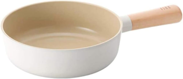 FIKA Small 7-Inch Deep Ceramic Coated Wok Pan, Nonstick Stir Fry & Soup Pan with Natural Wooden Handle, Induction Compatible for All Stovetops, Made in Korea (18Cm)1