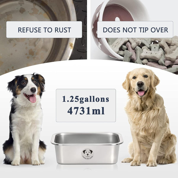 Stainless Steel Dog Bowls for Large Dogs, High Capacity Metal Dog Food Bowls, Food and Water Bowl for Larges, X-Large, and Big Dogs 1.25 Gallons4