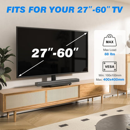 Universal Swivel TV Stand for 27-50 55 60 Inch Tvs | Height Adjustable Tabletop TV Stand Holds up to 88 Lbs, Pedestal TV Stand with Tempered Glass Base, Replacement TV Mount2
