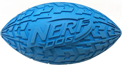 Nerf Dog Tire Squeak Football Outdoor Dog Toy, 6 Inch Dog Football Squeaking Toy for Medium and Large Breeds, Blue1