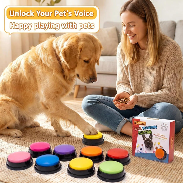 8 Color Voice Recording Button, Dog Buttons for Communication Pet Training Buzzer, 30 Second Record & Playback, Funny Gift for Study Office Home - 8 Color Packs4
