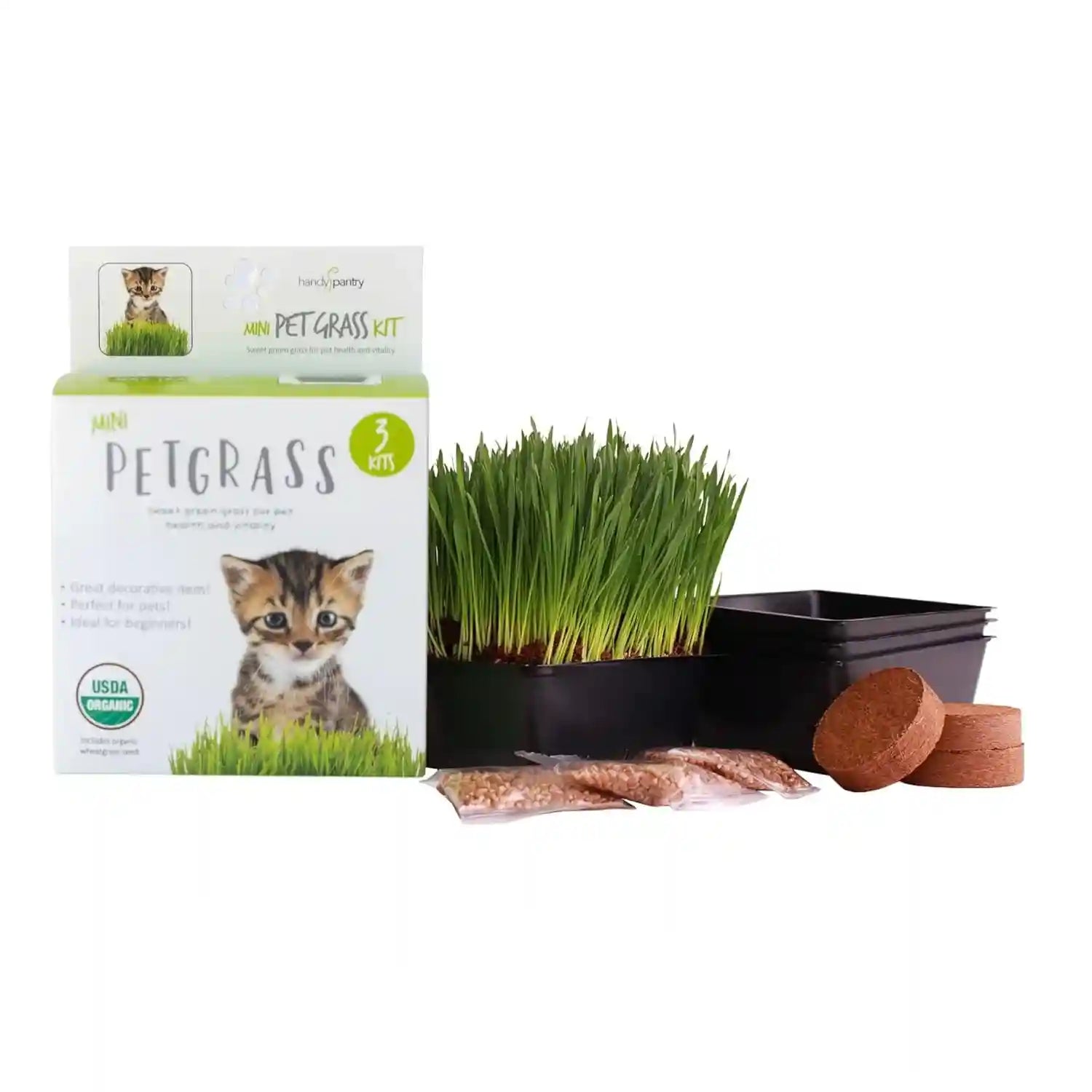 handy-pantry-organic-cat-grass-kit-includes-3-trays-soil-pucks-and-3-packs-non-gmo-wheatgrass-seed-a-healthy-treat-for-cats-dogs-rabbits-more