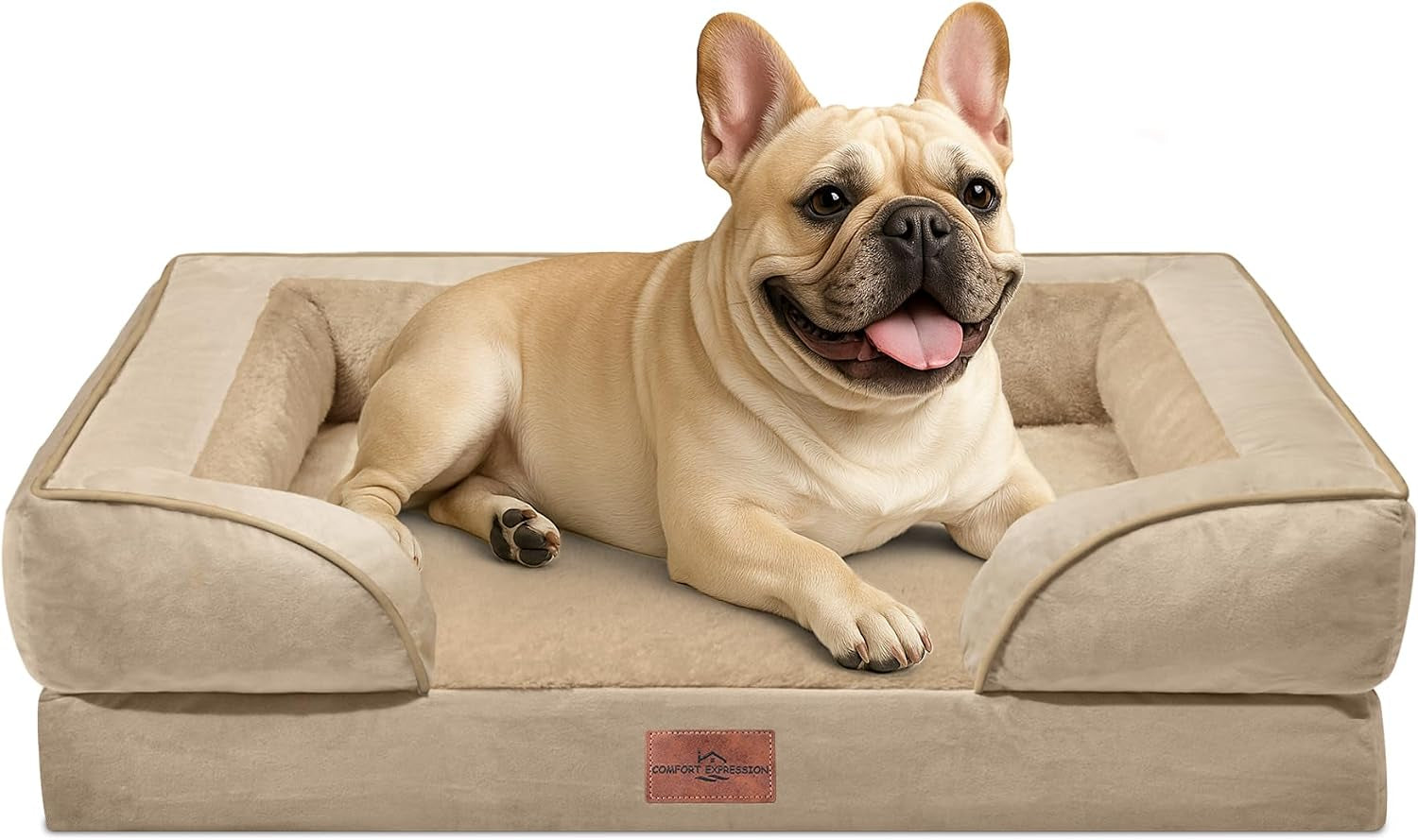 comfort-expression-orthopedic-dog-bed-for-extra-large-dogs-with-bolster-waterproof-dog-couch-bed-with-washable-cover-non-slip-bottom-supportive-egg-crate-foam-xl-pet-bed-42x30-inch