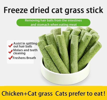 Meowly 110G Cat Grass ﻿Sticks for Cats, Natural Chicken Flavored Cat Grass ﻿Sticks for Teeth Cleaning and Hairball Remedy4