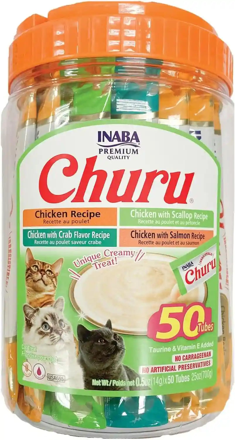 inaba-churu-cat-treats-lickable-squeezable-creamy-puree-cat-treat-with-green-tea-extract-taurine-0-5-ounces-each-tube-40-tubes-tuna-variety-box