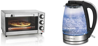 4-Slice Toaster Oven & 1.7L Glass Electric Kettle W/Auto Shutoff, Boil Dry Protection1