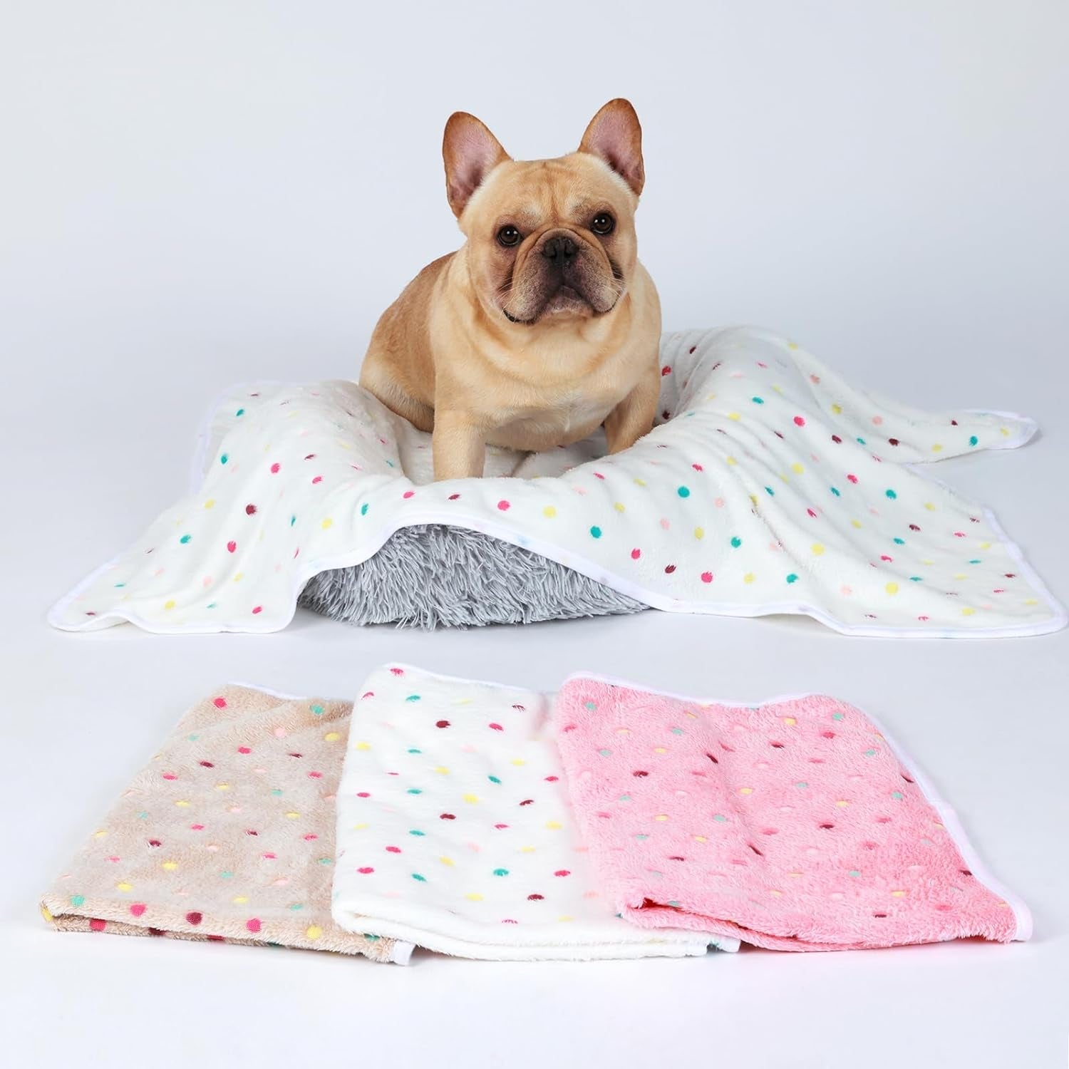 1-pack-3-blankets-super-soft-cute-dot-pattern-pet-blanket-flannel-throw-for-dog-puppy-cat-beige-brown-pink-small