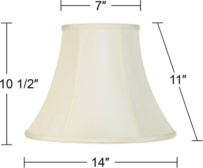 Pre-Assembled Ginna Creme Flared Large Bell Lamp Shade 7X14X11 (Spider) | 7" Top X 14" Bottom X 10.5" High X 11" Slant Replacement for Table Lamps Harp + Finial4