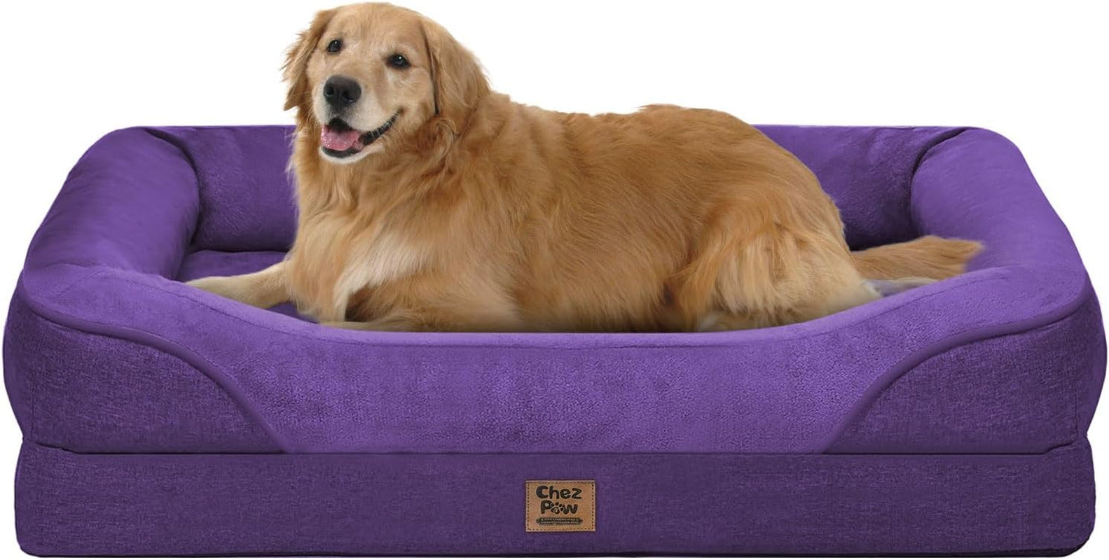 chez-paw-waterproof-orthopedic-xl-dog-bed-for-large-and-extra-large-dogs-egg-crate-foam-4-sided-bolster-support-waterproof-liner-non-slip-bottom-machine-washable-cover-42-x-30-inch